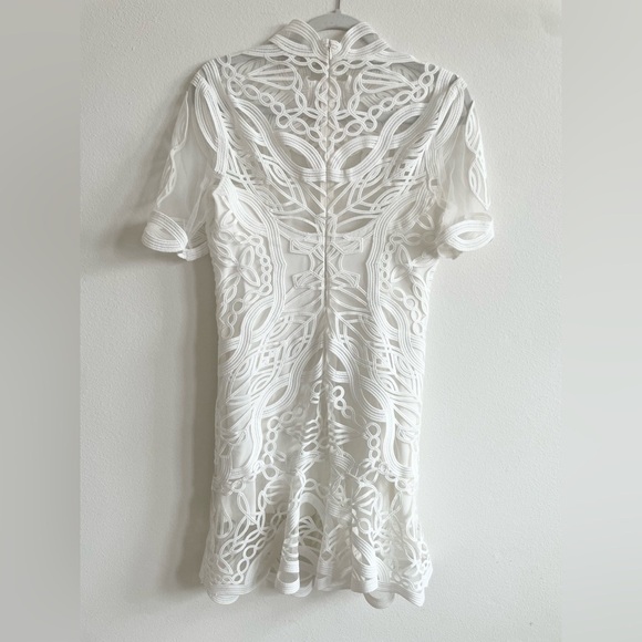 Jonathan Simkhai Ivory Truss Applique Cap Sleeve Mini Flare Dress 10 - Picture 11 of 11